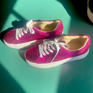 Betsey Johnson hot pink SIDNY rhinestone sneakers. Size 6.5M